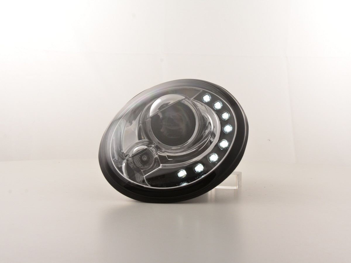 Scheinwerfer Set Daylight LED TFL-Optik VW New Beetle 9C 98-05 chrom Scheinwerfer Set Daylight LED TFL-Optik VW New Beetle 9C 98-05 chrom